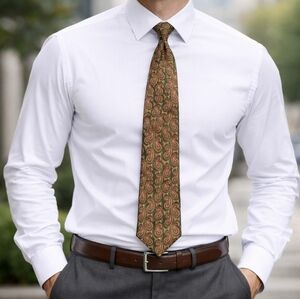 ABERCROMBIE & FITCH Mens Tie PAISLEY MULTI-COLOR 100% Silk Hand Made in USA